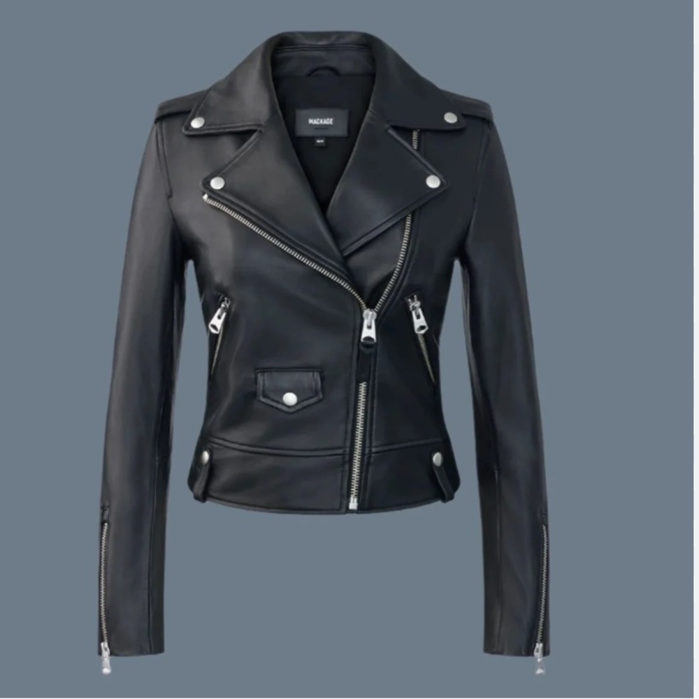 Mackage Black Leather Moto Jacket - Picture 3 of 9